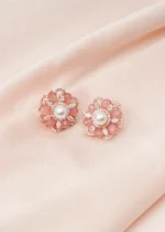 Blush Pink Pearl Earrings (Rose Gold) EAR000681 - Image 2