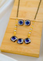 Bold Blue Designer Mangalsutra Set (Yellow Gold) MANG01532