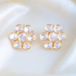 Bold Kundan Polki Stud Earrings (Yellow Gold) EAR001437