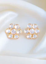 Bold Kundan Polki Stud Earrings (Yellow Gold) EAR001437