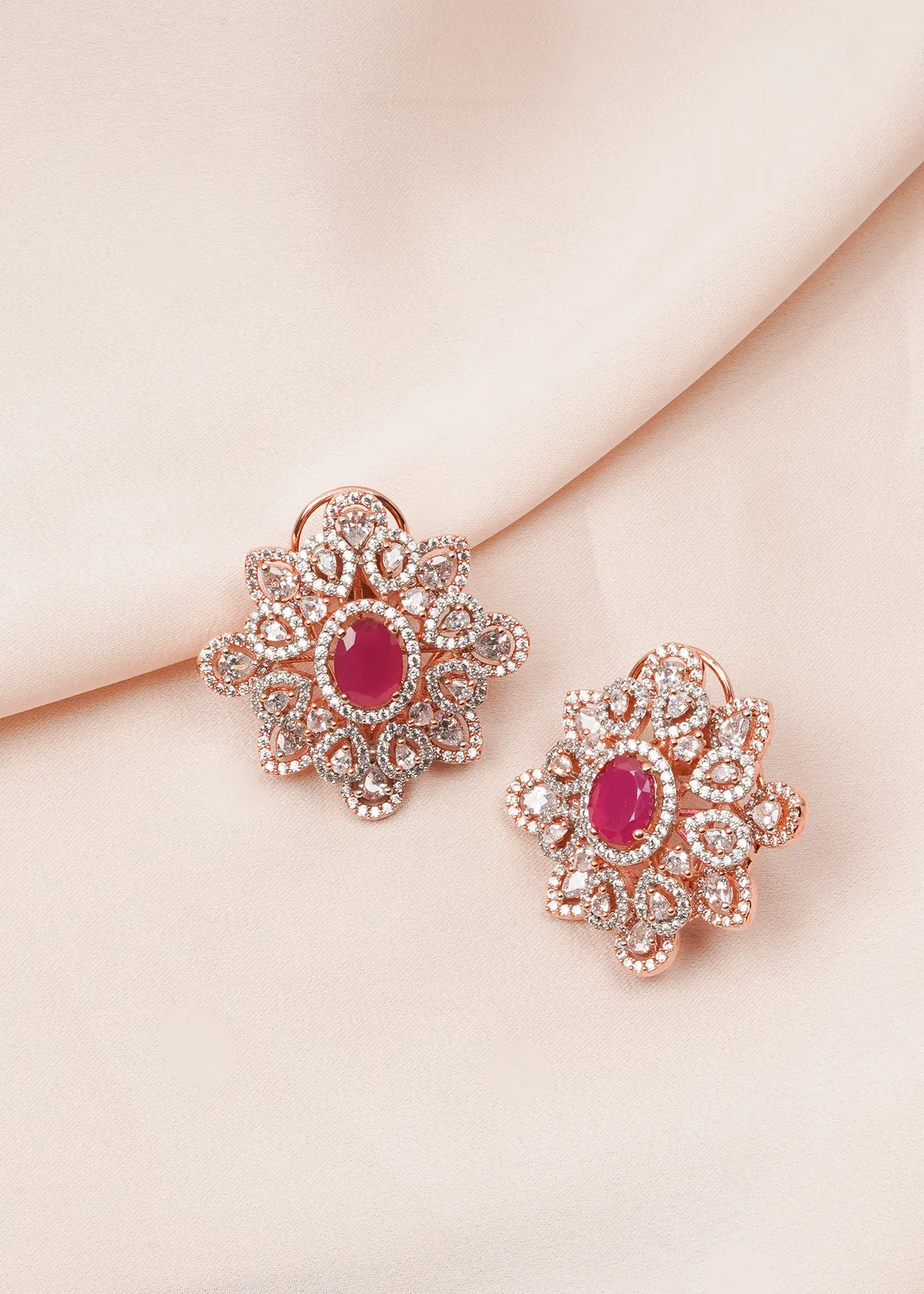 Bold-Ruby-Earrings-Rose-Gold-EAR000685a Bold Ruby Earrings (Rose Gold) EAR000685 - Image 1