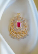 Bold Ruby Pendant Set (Yellow Gold) PSET01338 - Image 3