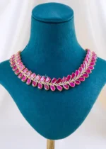 Botanical Red Chandelier Jewelry Set (Yellow Gold) NEC002408 - Image 2