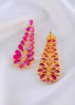 Botanical Red Chandelier Jewelry Set (Yellow Gold) NEC002408 - Image 3