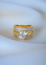 Broad Band Solitaire Ring (Yellow Gold) RING01224
