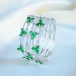 Broad Emerald Green Bracelet (Silver) BRA001137