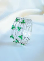 Broad Emerald Green Bracelet (Silver) BRA001137
