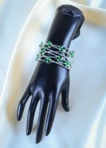 Broad Emerald Green Bracelet (Silver) BRA001137 - Image 2