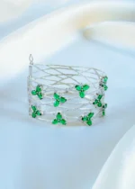 Broad Emerald Green Bracelet (Silver) BRA001137 - Image 3