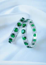 Broad Green Diamond Bangles (Silver) BAN001154