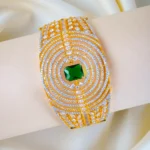 Broad Green Party Bracelet (Yellow Gold) BRA001297