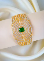 Broad Green Party Bracelet (Yellow Gold) BRA001297
