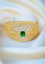 Broad Green Party Bracelet (Yellow Gold) BRA001297 - Image 2