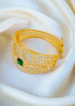 Broad Green Party Bracelet (Yellow Gold) BRA001297 - Image 3