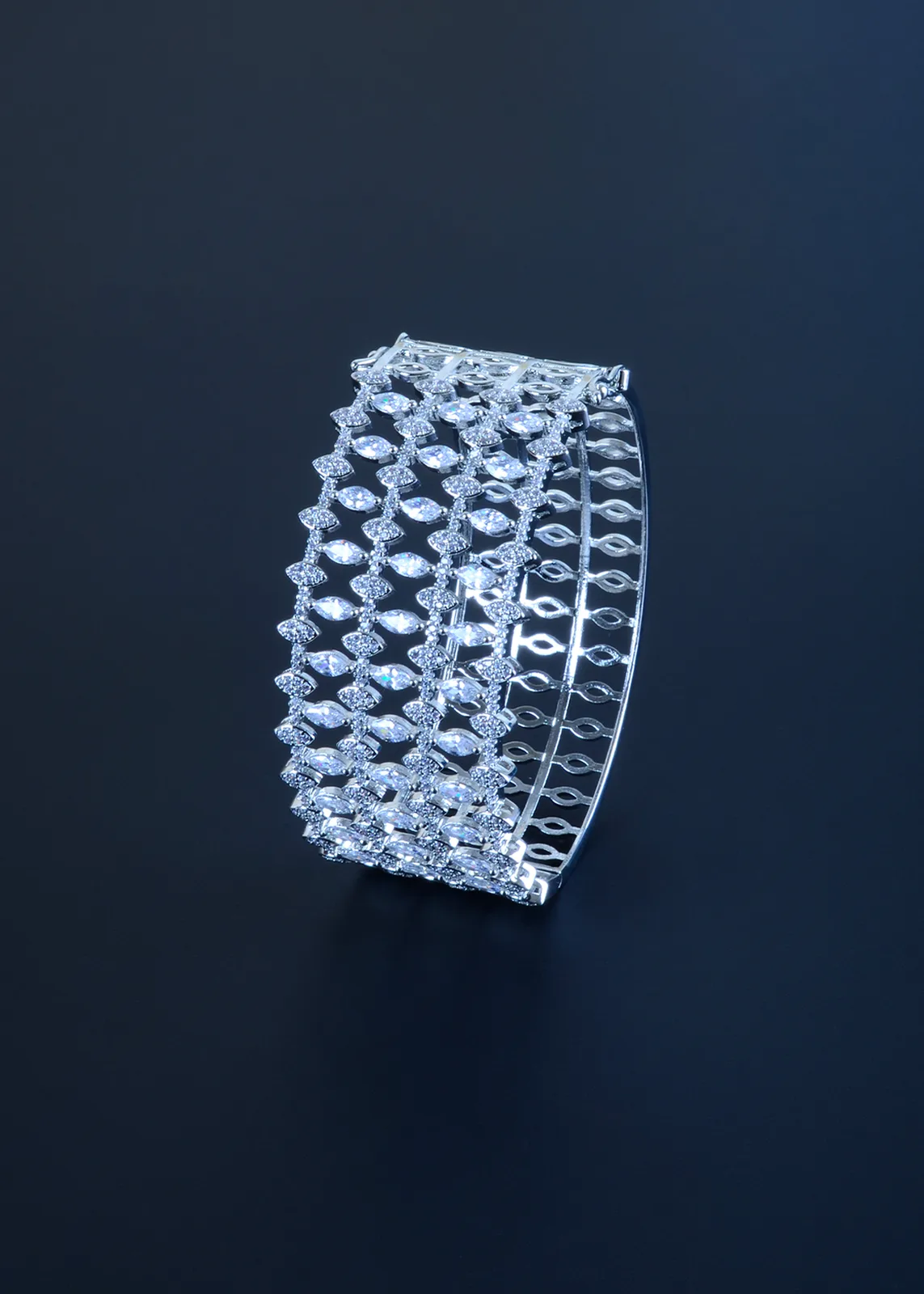 Broad-Marquise-Bracelet-Silver-BRA001129a Broad Marquise Bracelet (Silver) BRA001129 - Image 1