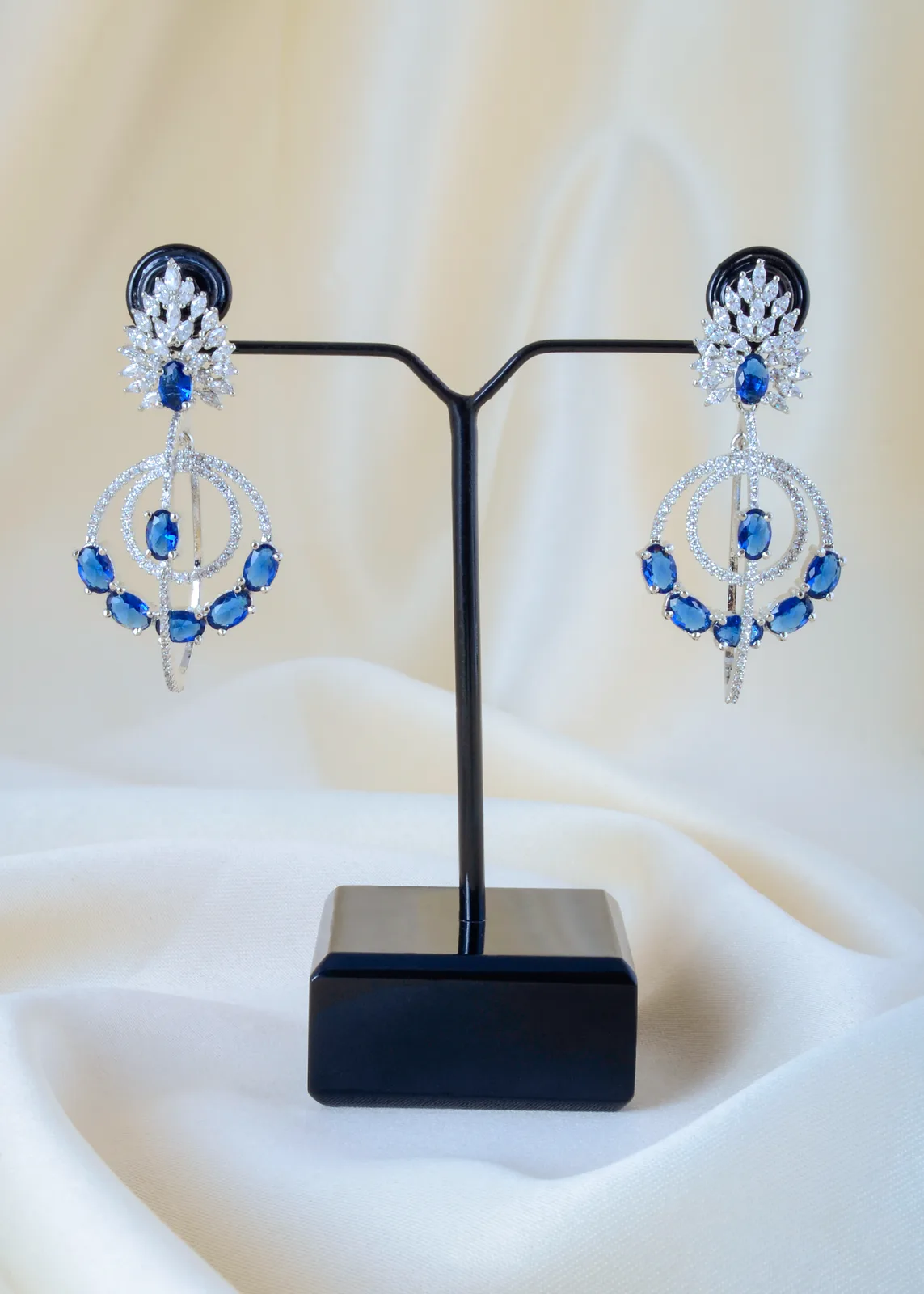 Bue-Sapphire-Grace-Party-Earrings-Silver-EAR001482a Bue Sapphire Grace Party Earrings (Silver) EAR001482 - Image 1