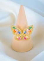 Butterfly Multicolor Ring (Yellow Gold) RING01381
