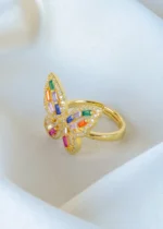 Butterfly Multicolor Ring (Yellow Gold) RING01381 - Image 2