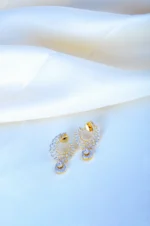 C Shape Drop Earrings (Yellow Gold) EAR000786