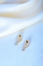 C Shape Drop Earrings (Yellow Gold) EAR000786 - Image 2