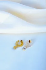 C Shape Drop Earrings (Yellow Gold) EAR000786 - Image 3