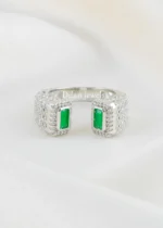 Celeste Green Statement Ring (Silver) RING02695