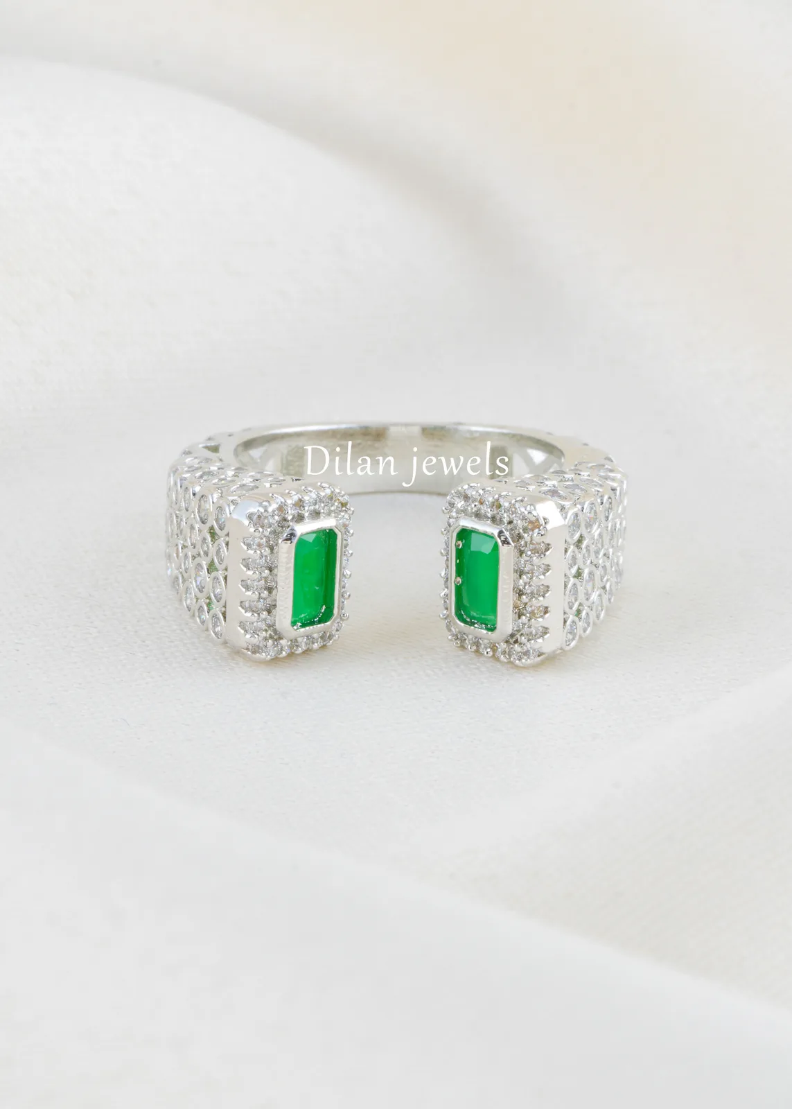 Celeste-Green-Statement-Ring-Silver-RING02695 Celeste Green Statement Ring (Silver) RING02695 - Image 1