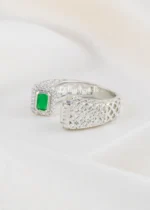 Celeste Green Statement Ring (Silver) RING02695 - Image 2