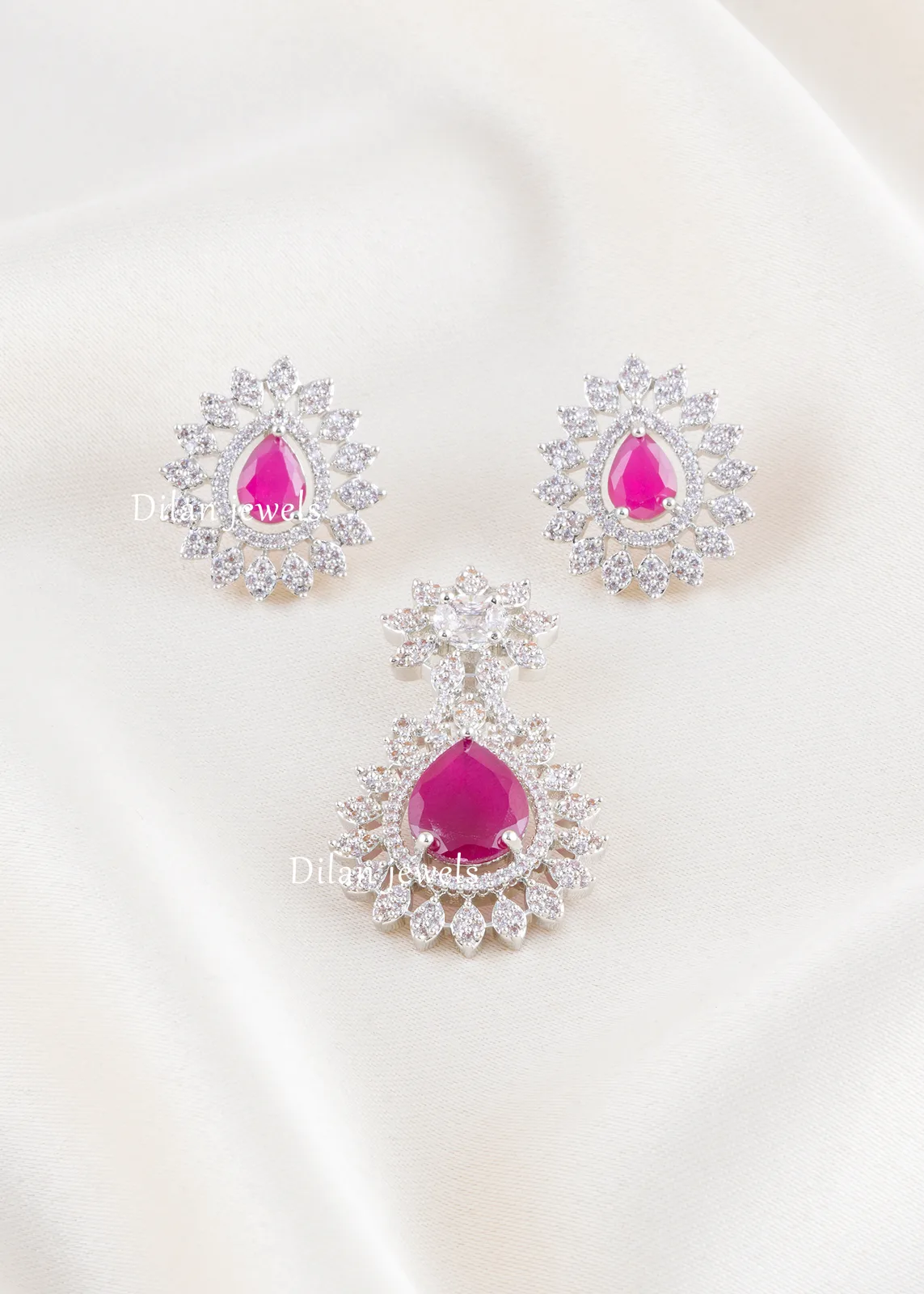 Celeste-Pink-Diamond-pendant-set-Silver-PSET02644 Celeste Pink Diamond pendant set (Silver) PSET02644 - Image 1