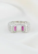 Celeste Pink Statement Ring (Silver) RING02696