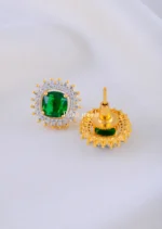 Celeste Shine Green Earrings (Yellow Gold) EAR002143 - Image 3
