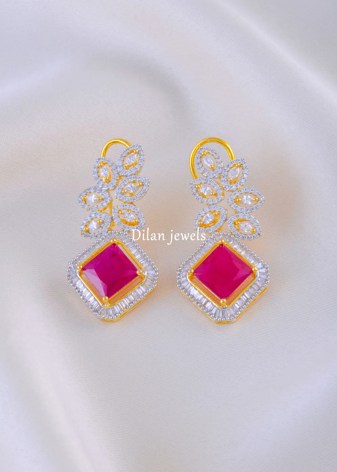 Celestia-Spark-Red-Earrings-Yelloe-Gold-EAR002077a Celestia Spark Red Earrings (Yellow Gold) EAR002077 - Image 1