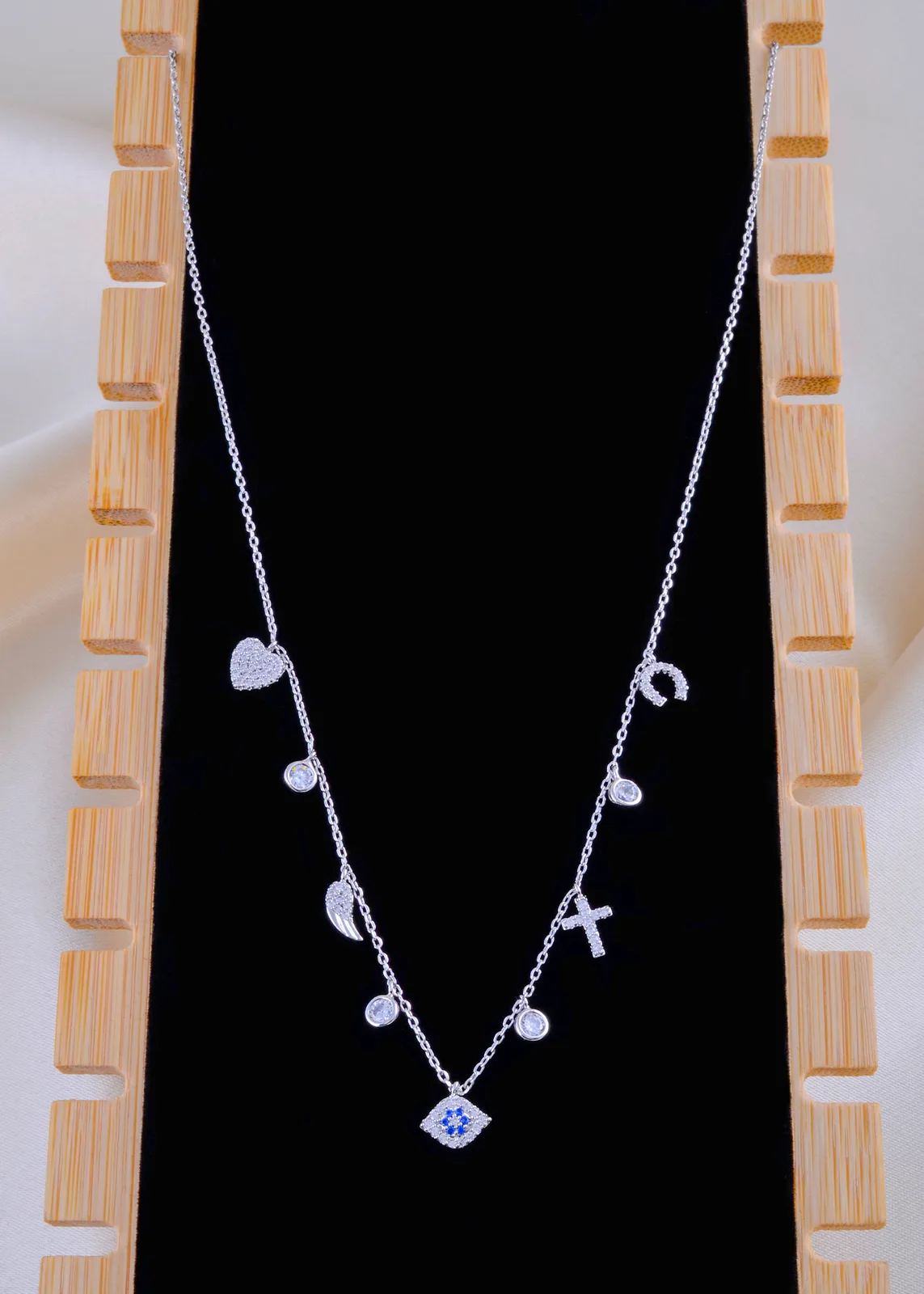 Celestial-Charms-Necklace-Silver-NEC002050a Celestial Charms Necklace (Silver) NEC002050 - Image 1