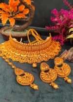 Chand Choker Set with Mangtika (Antique Gold)- NEC000006 - Image 2