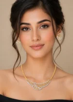 Chandrika Curve Necklace Set (Yellow Gold) NEC002603 - Image 4