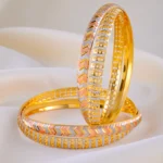 Chevron Charm Bangles (Tri-Color Plating) BAN001933
