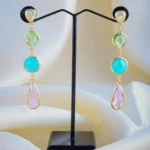 Chic Long Pastel Color Earrings (Yellow Gold) EAR000923
