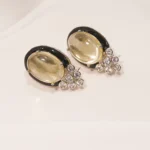 Citrine Yellow Statement Studs (Silver) EAR000508