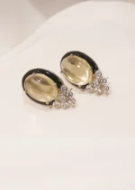 Citrine Yellow Statement Studs (Silver) EAR000508