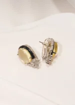 Citrine Yellow Statement Studs (Silver) EAR000508 - Image 2