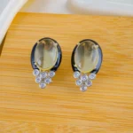 Citrine Yellow Statement Studs (Silver) EAR001543