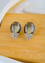 Citrine Yellow Statement Studs (Silver) EAR001543