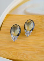 Citrine Yellow Statement Studs (Silver) EAR001543 - Image 2