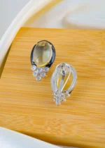 Citrine Yellow Statement Studs (Silver) EAR001543 - Image 3