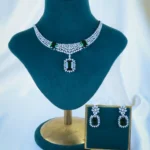 Classic Green Necklace Set (Silver) NEC001097