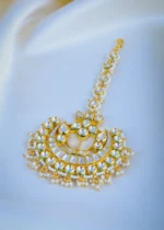 Classic Polki Pearl Mang Tika (Yellow Gold) ACC000971 - Image 2