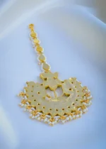 Classic Polki Pearl Mang Tika (Yellow Gold) ACC000971 - Image 3