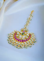Classic Polki Ruby Mang Tika (Yellow Gold) ACC000970 - Image 2