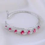 Classic Scarlet Stone Bangle (Silver) BRA002260