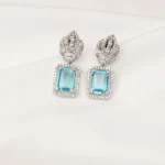 Classy Aqua Earrings (Silver) EAR000730